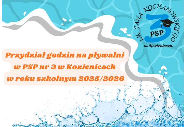 Przydział godzin na pływalni w PSP nr 3 w Kozienicach w roku szkolnym 2025/2026