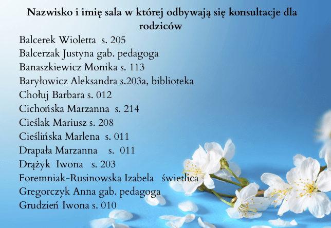 Przydział sal na konsultacje