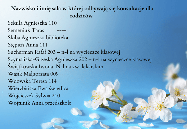 Przydział sal na konsultacje