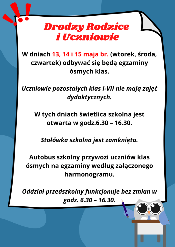 Informacje dotyczące dni wolnych od zajęć dydaktycznych 