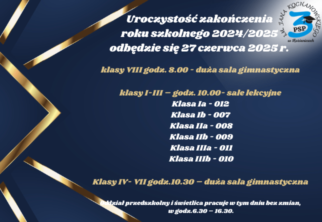 Organizacja uroczystości zakończenia roku szkolnego 2024/2025