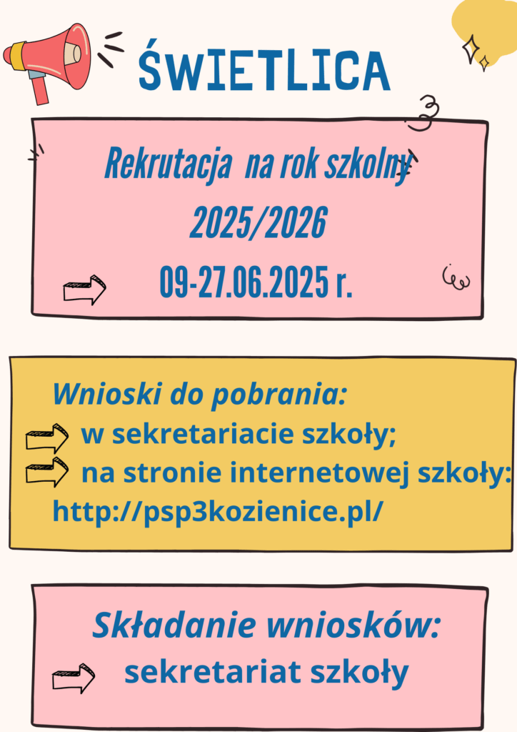 plakat przedstawia informacje dot. rekrutacji do świetlicy szkolnej