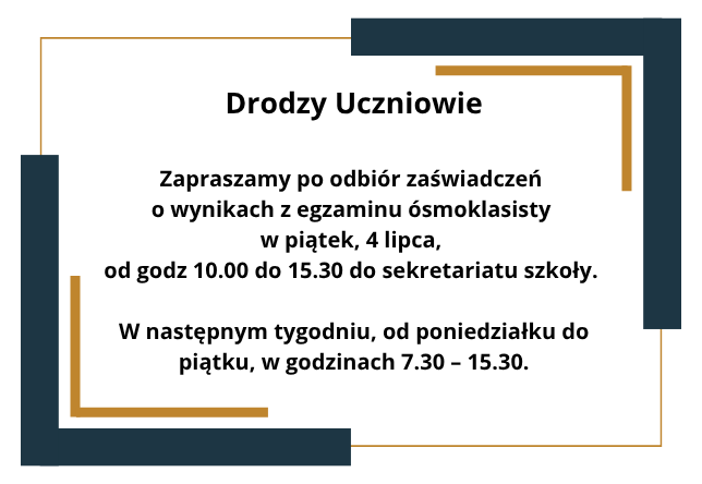 Informacja dla uczniów klas ósmych