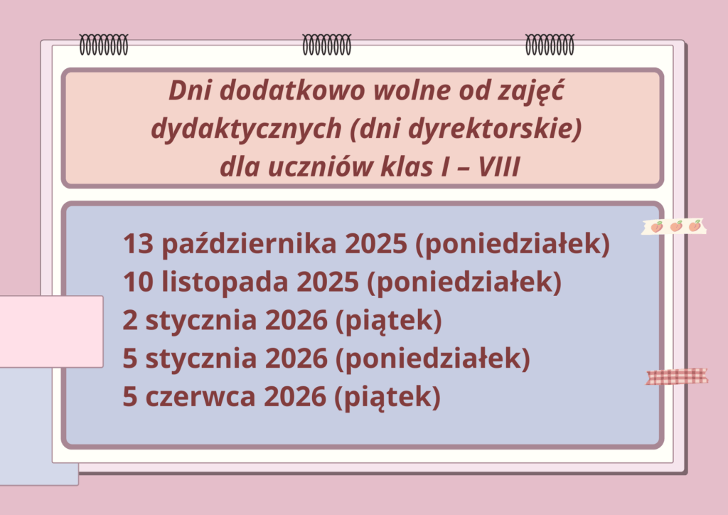 Dni dodatkowo wolne od zajęć dydaktycznych
