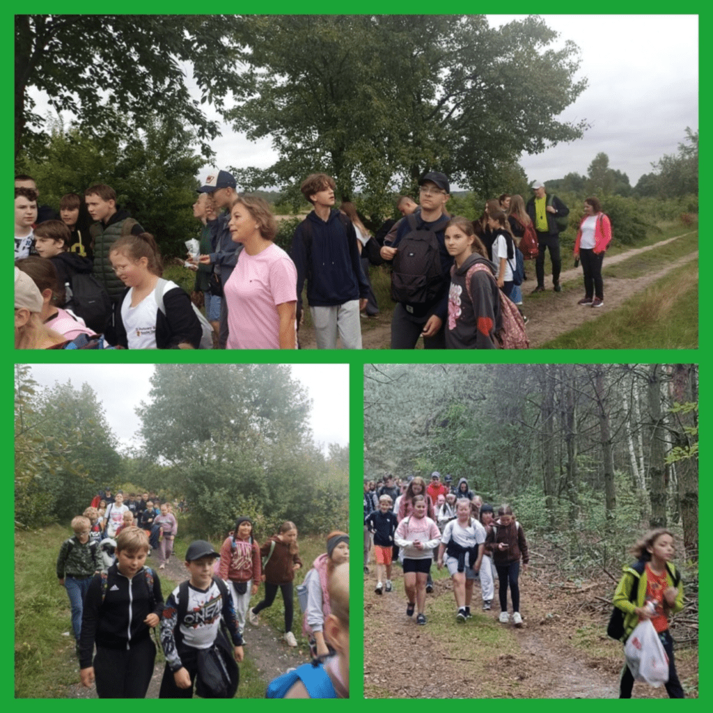 Uczniowie podczas wycieczki pieszej
