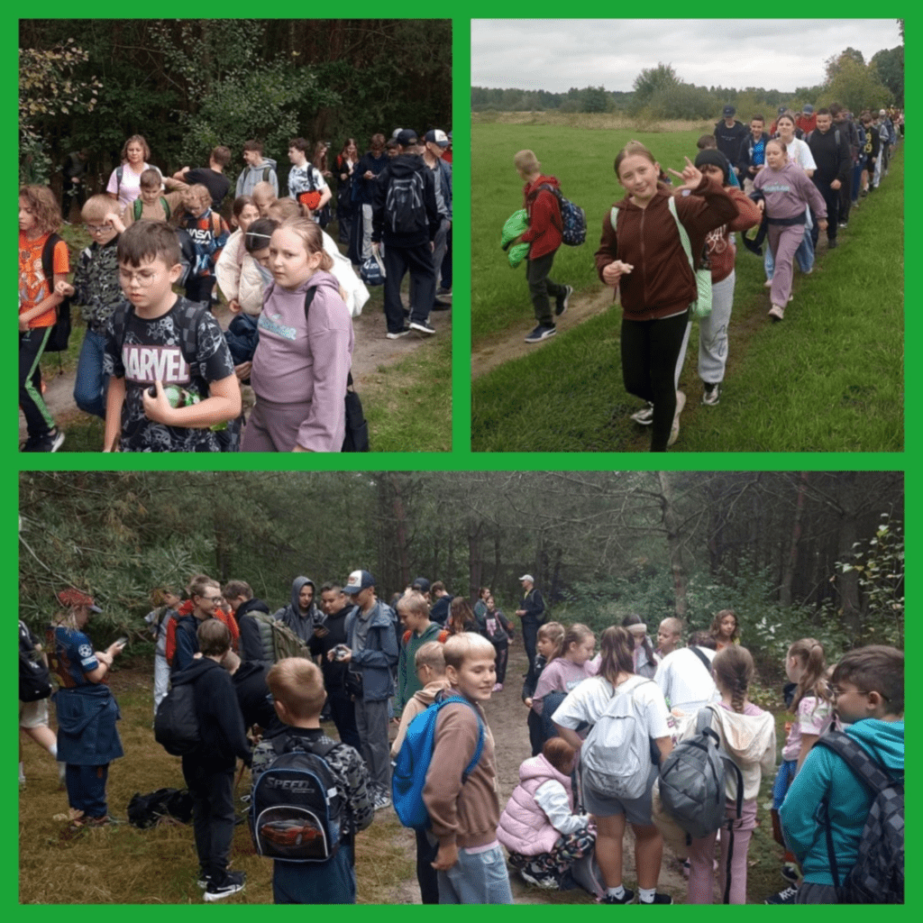 Uczniowie podczas wycieczki pieszej