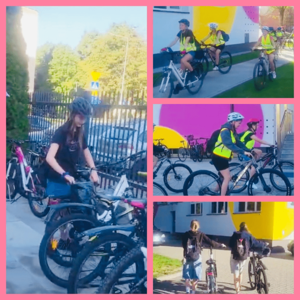 Uczniowie podczas rajdu rowerowego