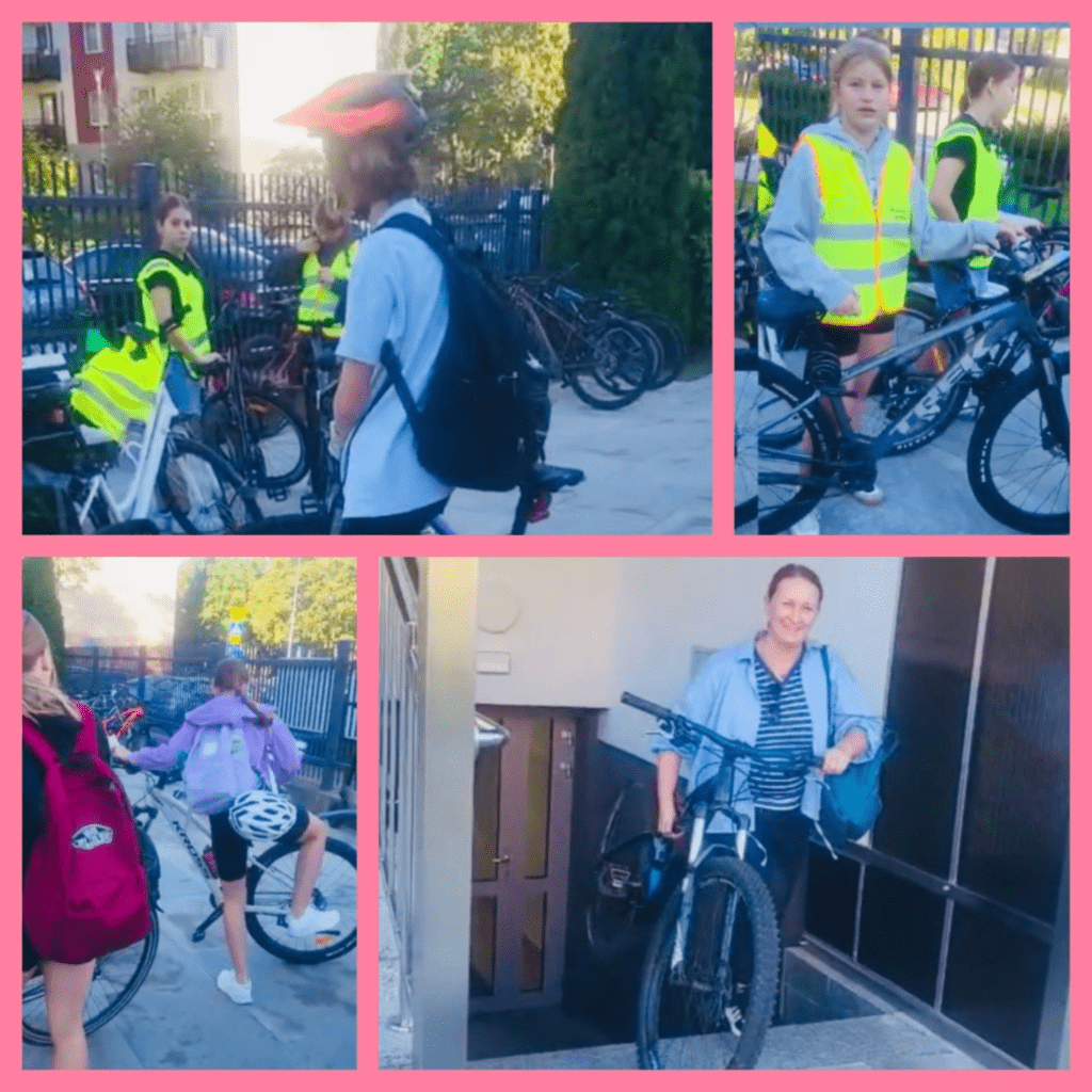 Uczniowie podczas rajdu rowerowego