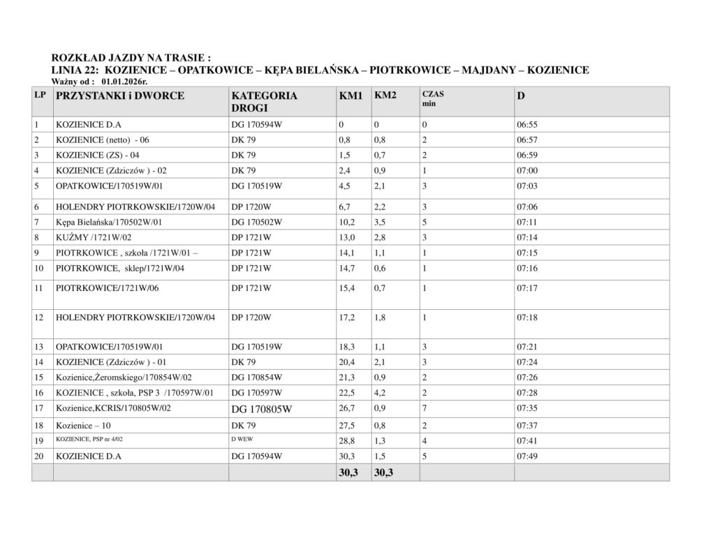rozkład jazdy autobusów